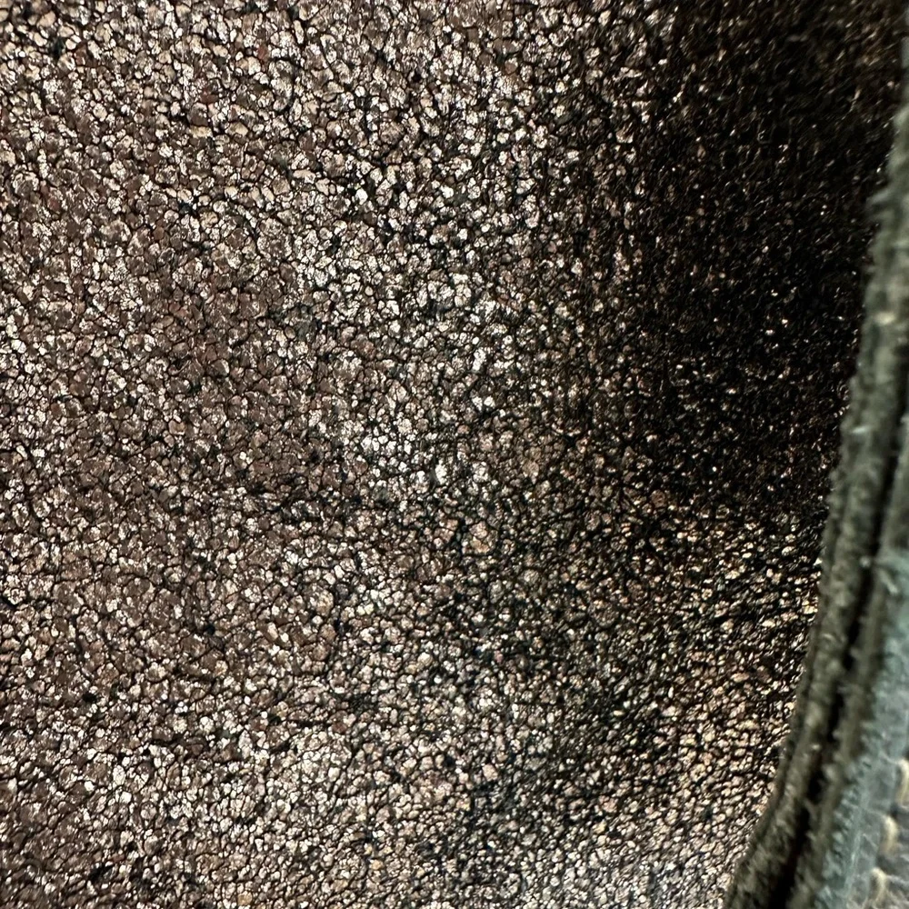 B. Makowsky Metallic Bronze Leather Large Hobo Shoulder Bag with Studded Handle - Picture 13 of 16